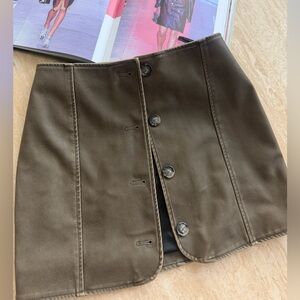 Blank NYC Brown Button-Front Mini Skirt